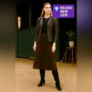 💎Liz Claiborne Dark Brown Midi Skirt NWT